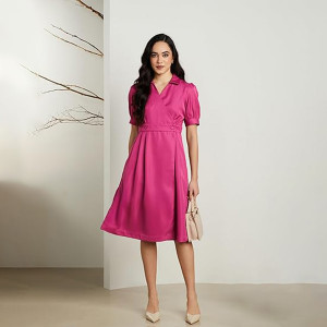 Symbol Premium Women's Fit & Flare Wrap Dress pink