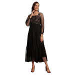 Miss Chase Women's Halter-Neck Cap-Sleeve Pleated Embellished Georgette Maxi Dress , raspberry black