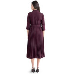Women's Casual A-line Striped Maroon Shirt Dress