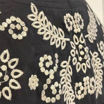 Women's Midi Cotton Dress, Long Sleeve, With Embroidery, Button Front with Belt