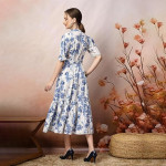 Stylum Women's Floral Printed Cotton Flared Dress blue