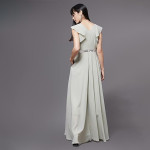 Miss Chase Women's Halter-Neck Cap-Sleeve Pleated Embellished Georgette Maxi Dress , feijoa green