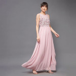 Miss Chase Women's Halter-Neck Cap-Sleeve Pleated Embellished Georgette Maxi Dress , snakefruit pink