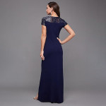 Miss Chase Women's Halter-Neck Cap-Sleeve Pleated Embellished Georgette Maxi Dress , Maqui blue