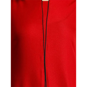 Women's Polyester Stylised Neck Piping Detail Shift Midi Dress - Red