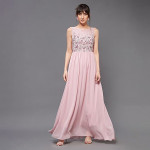 Miss Chase Women's Halter-Neck Cap-Sleeve Pleated Embellished Georgette Maxi Dress , snakefruit pink