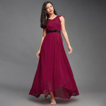 Miss Chase Women's Halter-Neck Cap-Sleeve Pleated Embellished Georgette Maxi Dress ,Nectarine Pink