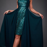 Miss Chase Women's Halter-Neck Cap-Sleeve Pleated Embellished Georgette Maxi Dress , Reef teal