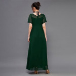Miss Chase Women's Halter-Neck Cap-Sleeve Pleated Embellished Georgette Maxi Dress , Avocado Green