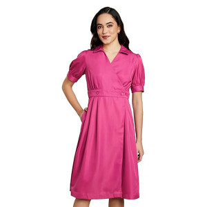 Symbol Premium Women's Fit & Flare Wrap Dress pink