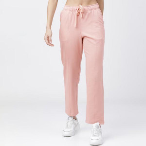 Women Pink Solid Regular-Fit Track Pants